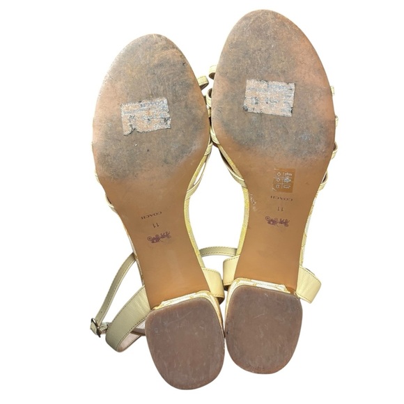 Coach Signature Jacquard Strappy Block Heel Sandals – Sz 11 (Yellow) (Pre-Owned) - Picture 7 of 13